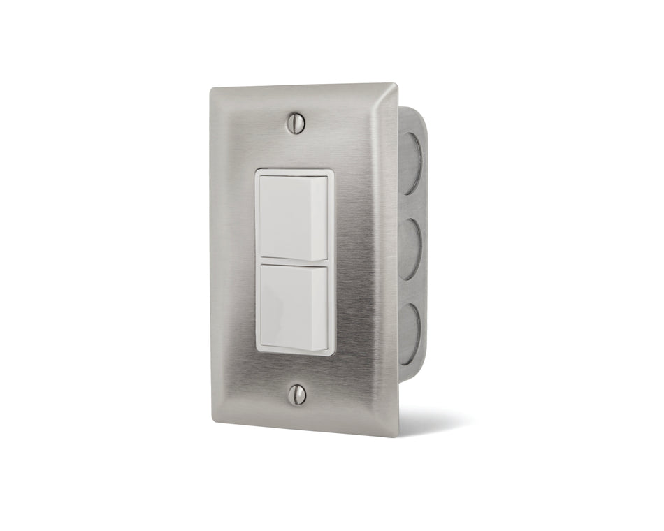 INFRATECH 14-4300 Single Duplex Switch with Stainless Steel Face Plate and Gang Box