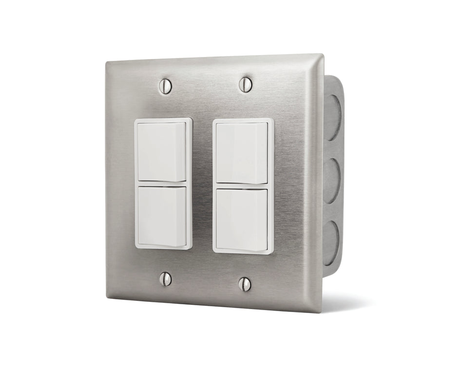 INFRATECH 14-4305 Dual Duplex Switch with Stainless Steel Face Plate and Gang Box