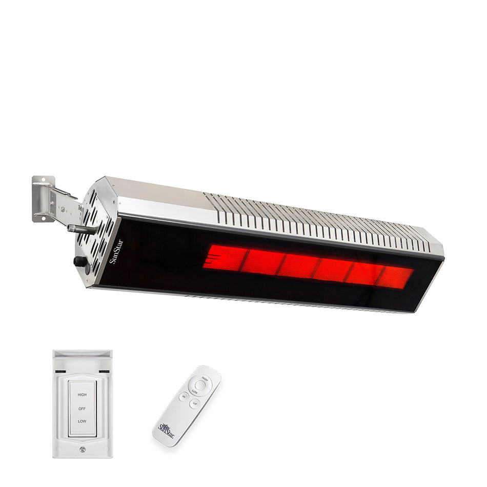 SunStar MGL1560 Marine-Grade 316 Stainless Steel Infrared Patio Heater – Adjustable Two-Stage 24,000/35,000 BTU