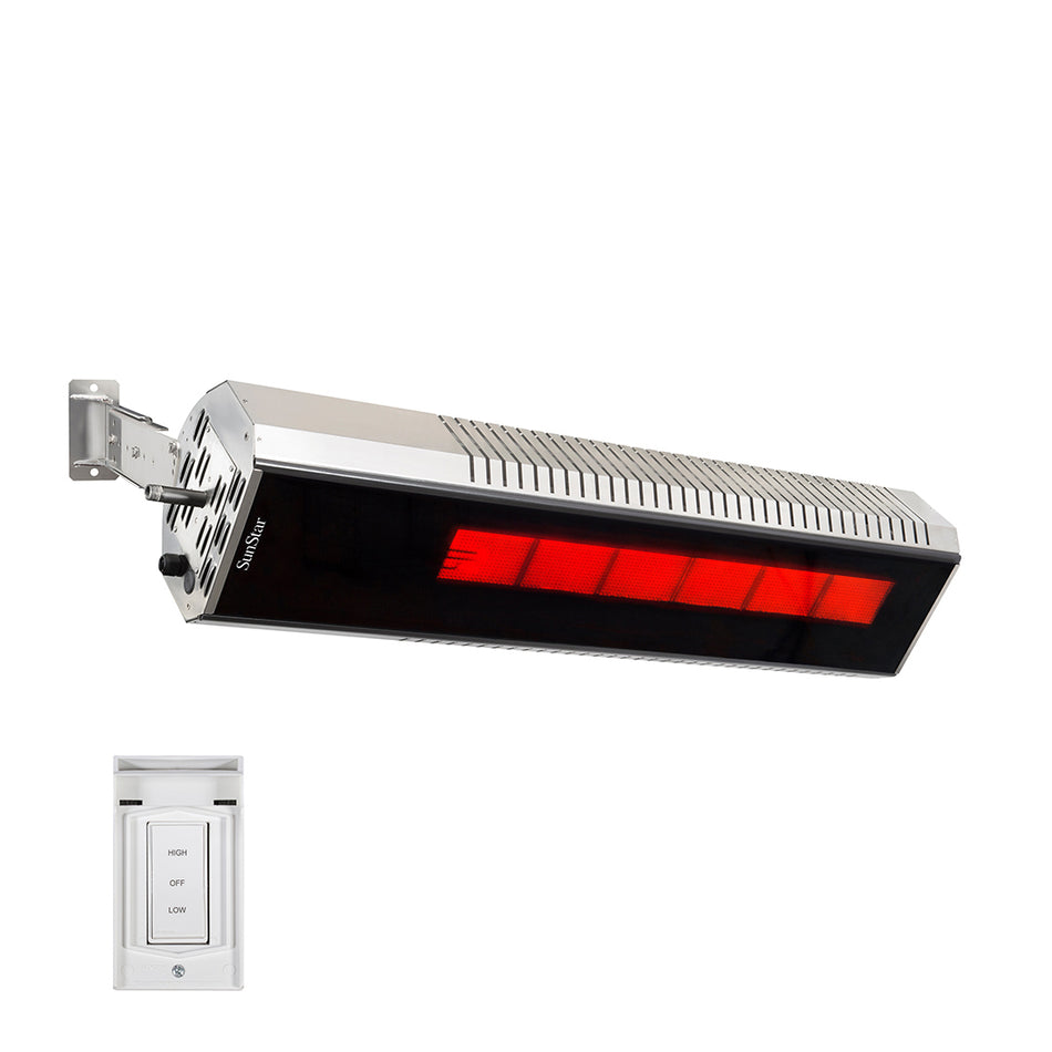 SunStar MGL1560 Marine Grade 316 Stainless Steel Infrared Patio Heater – Two-Stage 24,000/35,000 BTU with Adjustable Mount