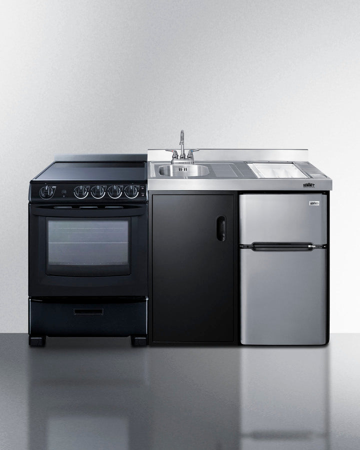 Summit ACK63ELSTB 63″ Wide All-in-One Kitchenette – Jet Black Finish