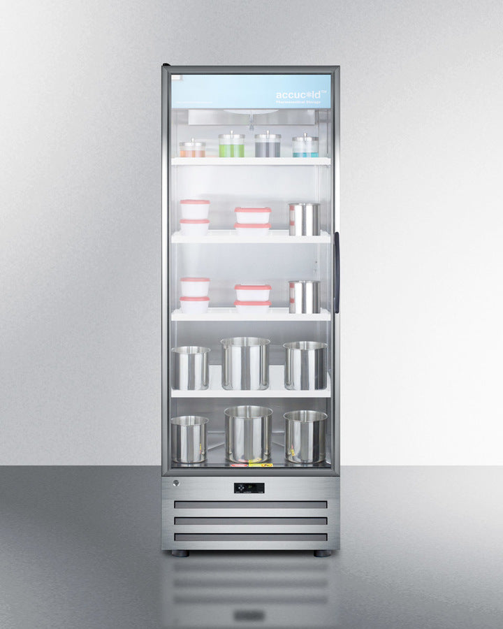 Summit ACR1718LH 28″ Wide 17 cu ft Stainless-Steel, Glass-Door Left-Hinged Pharmacy/Medical Refrigerator – 2 °C to 8 °C