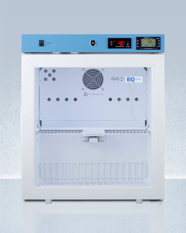 Summit ACR162GNSF456 19″ Wide Compact Healthcare Refrigerator – 1.58 cu ft Capacity, Glass Door, +2 °C to +8 °C Range, NSF/ANSI 456 Certified – White Cabinet