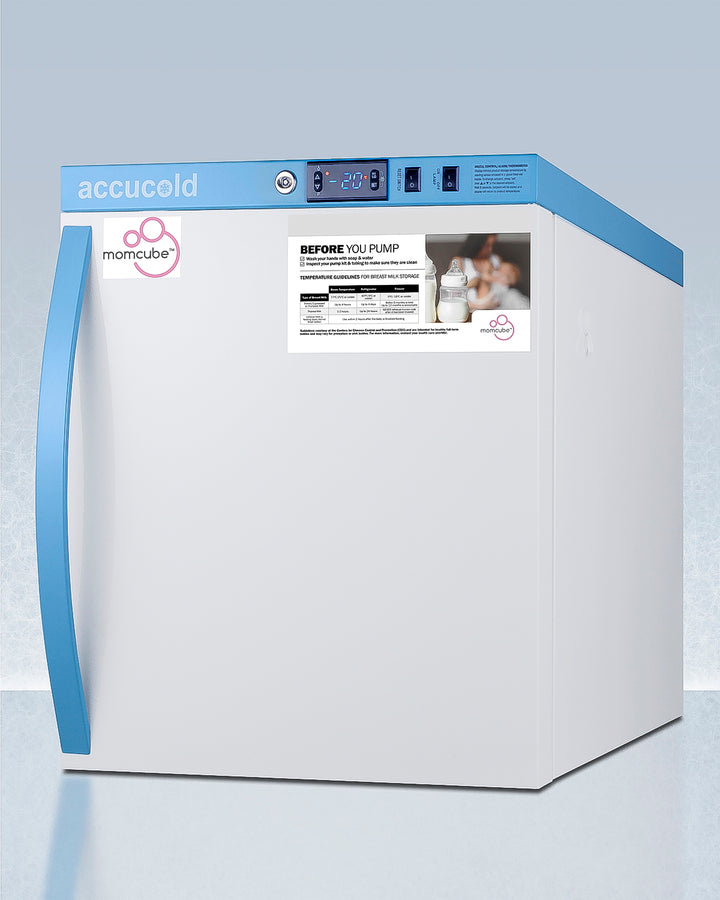 Accucold AFZ1PVMC 1.4 cu ft MOMCUBE® Breast-Milk Freezer – White Cabinet, −18 °F to −4 °F, Digital Controls & Security Features