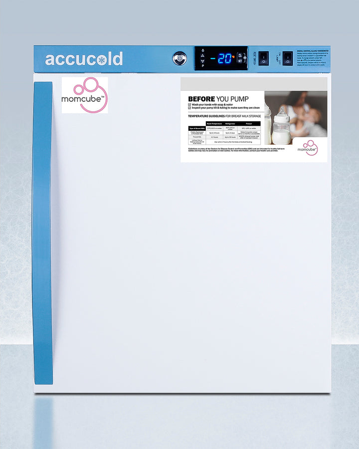 Accucold AFZ1PVMC 1.4 cu ft MOMCUBE® Breast-Milk Freezer – White Cabinet, −18 °F to −4 °F, Digital Controls & Security Features
