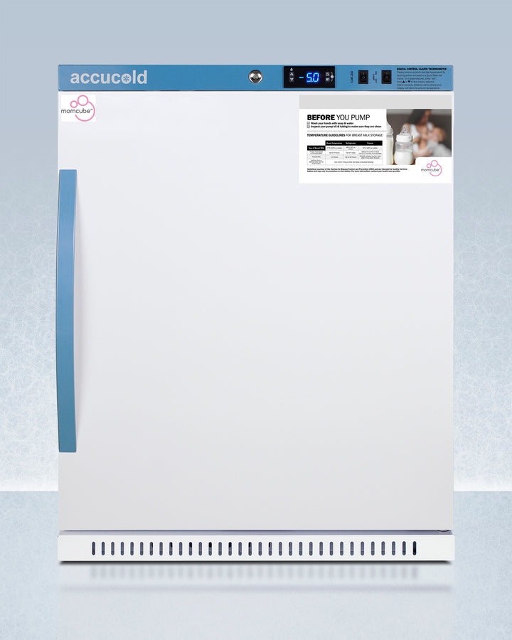 Accucold AFZ5PVBIADAMC 4 cu. ft ADA-Height MOMCUBE® Breast-Milk Freezer – −18 °F to −4 °F, Digital Controls, White Cabinet