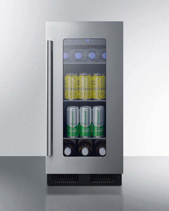 Summit ALBV15 15″ Wide ADA-Height Built-In Beverage Center – Glass Door, 2.3 cu ft