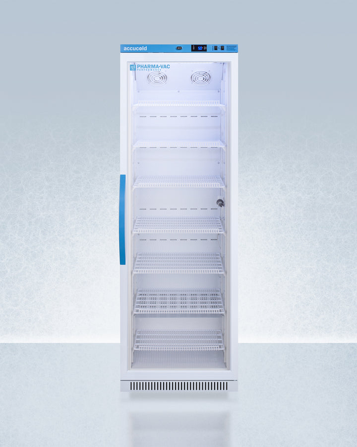 AccuCold ARG15PV 15 cu ft Upright Vaccine/Pharmacy Refrigerator – +2 to +8 °C, Glass Door, Antimicrobial Handle