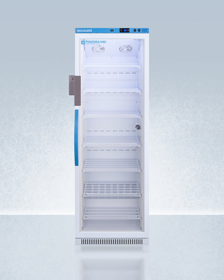 AccuCold ARG15PV 15 cu ft Upright Vaccine/Pharmacy Refrigerator – +2 to +8 °C, Glass Door, Antimicrobial Handle