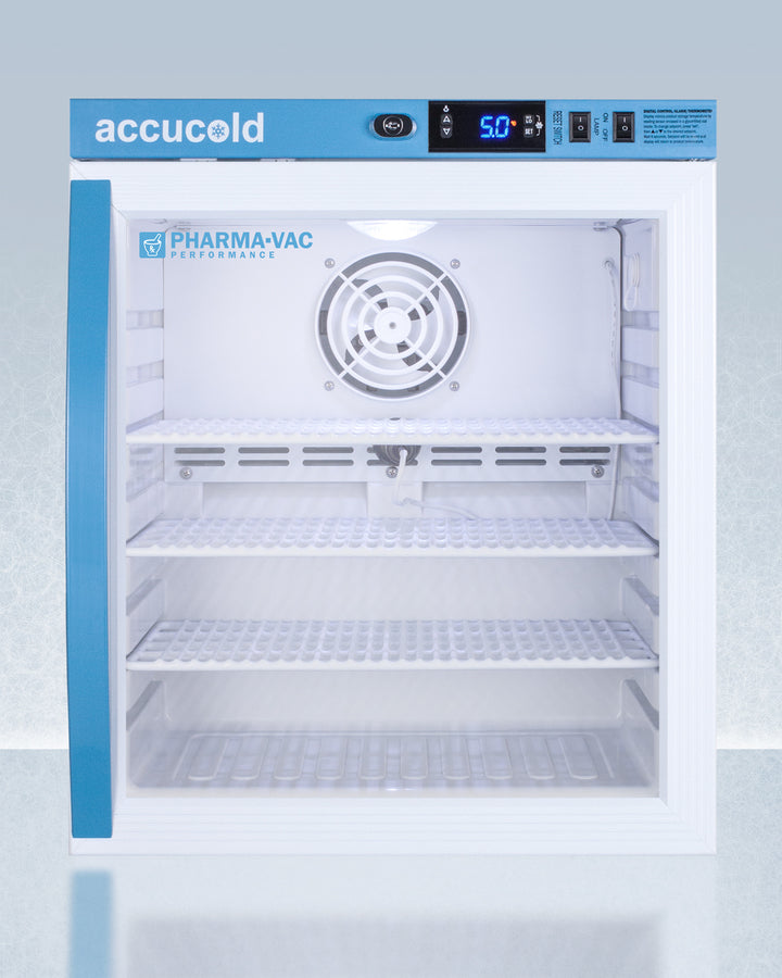 Accucold ARG1PV 1 cu. ft. Vaccine / Pharma Refrigerator – +2 to +8 °C, Digital Alarm, Glass Door