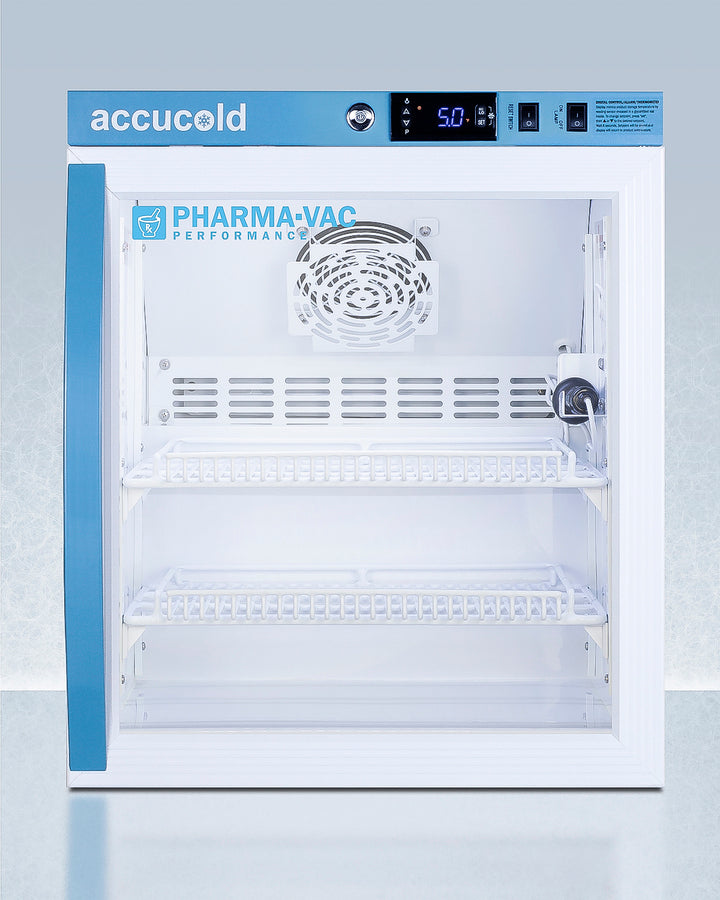 AccuCold ARG2PV Compact Vaccine & Medication Refrigerator – 1.94 cu ft, Glass Door, +2 °C to +8 °C