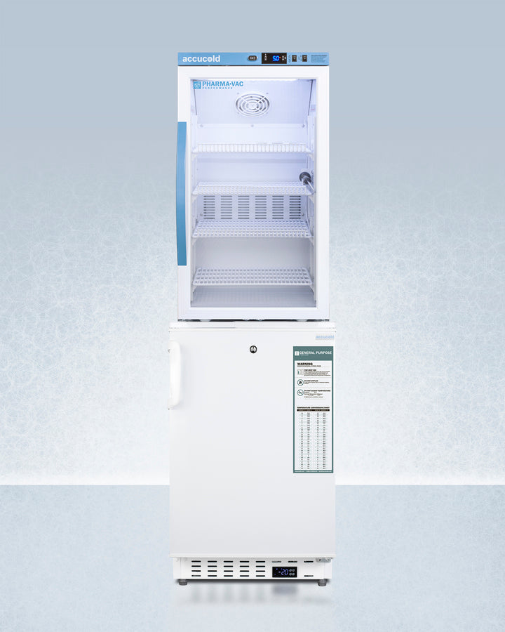 Accucold ARG3PV-ADA305AFSTACK 20″ Wide Stacked Vaccine/Pharmacy Refrigerator + Freezer Combo – 5.47 cu. ft Total Capacity, White Finish