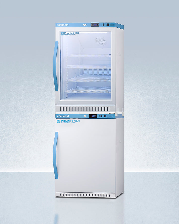 Accucold ARG6PV-AFZ5PVBIADASTACK 24″ Wide Stacked Refrigerator/Freezer Combo – 6 cu ft Fridge + 3.88 cu ft Freezer (9.88 cu ft total) for Vaccine/Medication Storage