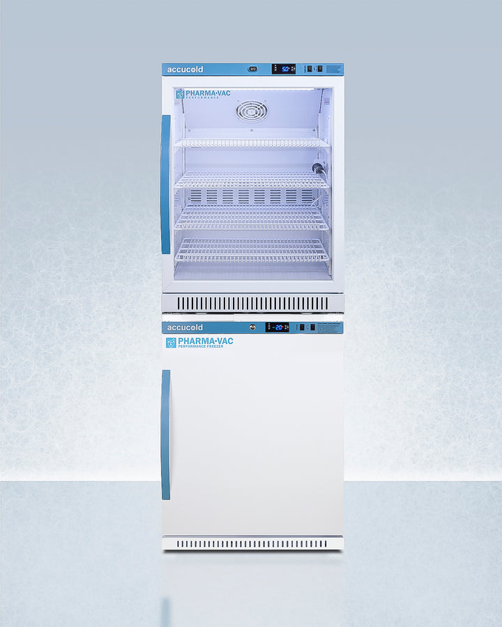 Accucold ARG6PV-AFZ5PVBIADASTACK 24″ Wide Stacked Refrigerator/Freezer Combo – 6 cu ft Fridge + 3.88 cu ft Freezer (9.88 cu ft total) for Vaccine/Medication Storage