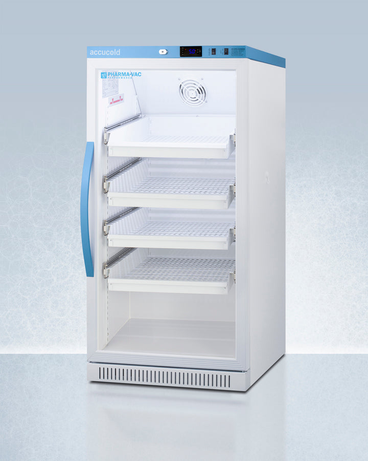 Accucold ARG8PVDR 8 cu. ft. Upright Vaccine/Medication Refrigerator – Glass Door, White Cabinet, Removable Drawers