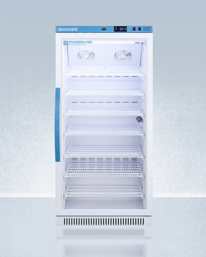 Accucold ARG8PV 8 cu ft Upright Vaccine/Pharma Refrigerator – Glass Door, +2 ° C to +8 ° C, Antimicrobial Handle