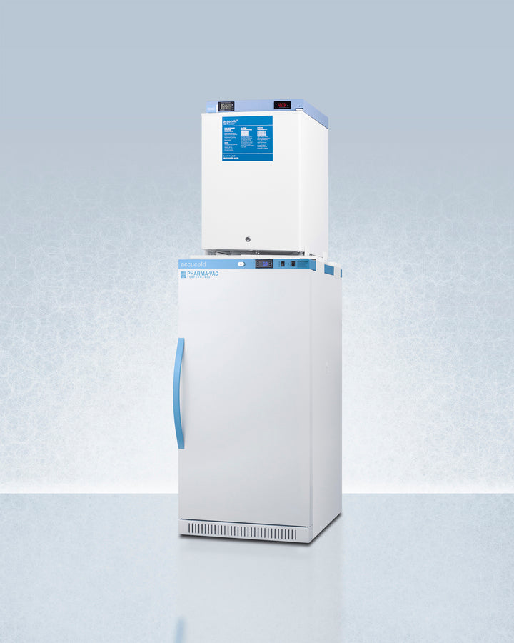 Accucold ARS8PV-FS30LSTACKMED2 24″ Wide Stackable Vaccine/Medication Refrigerator + Freezer Combo – 9.8 cu ft Total (8 cu ft Refrigerator + 1.8 cu ft Freezer), White Finish