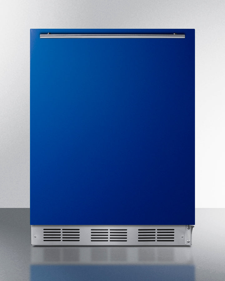 Summit BAR611WHBADA 24″ Wide ADA-Height All-Refrigerator – Cobalt Blue Door, White Cabinet