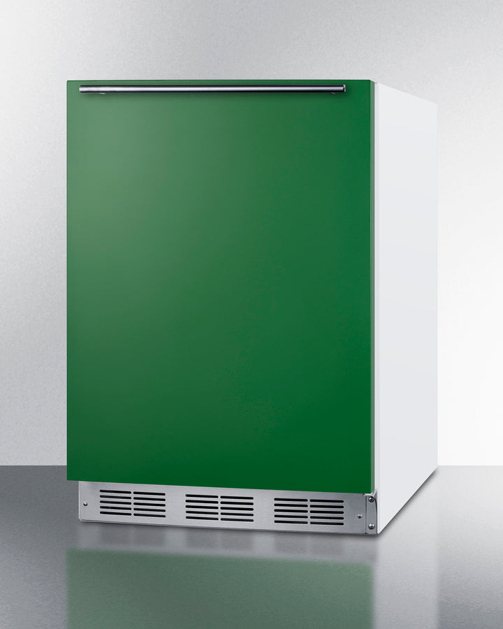 Summit BAR611WHGADA 24″ Wide ADA-Height All-Refrigerator – Emerald Green Door, White Cabinet