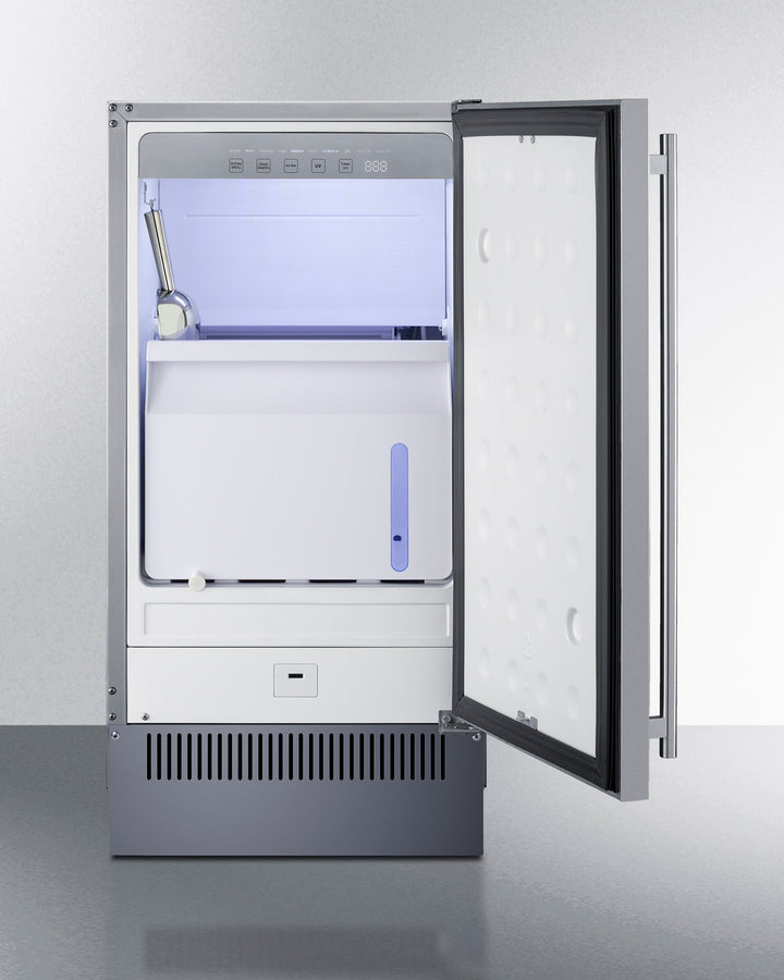 Summit BIM182 18″ Wide Clear Icemaker – 60 lb/Day, 33 lb Storage, Built-In Undercounter