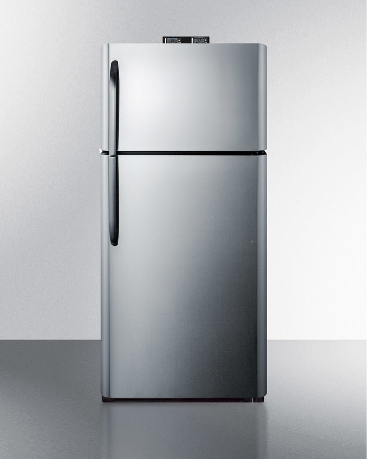 Summit BKRF18PL 30″ Wide 18 cu ft Break-Room Refrigerator-Freezer – Frost-Free, Stainless-Look Doors, Gray Cabinet