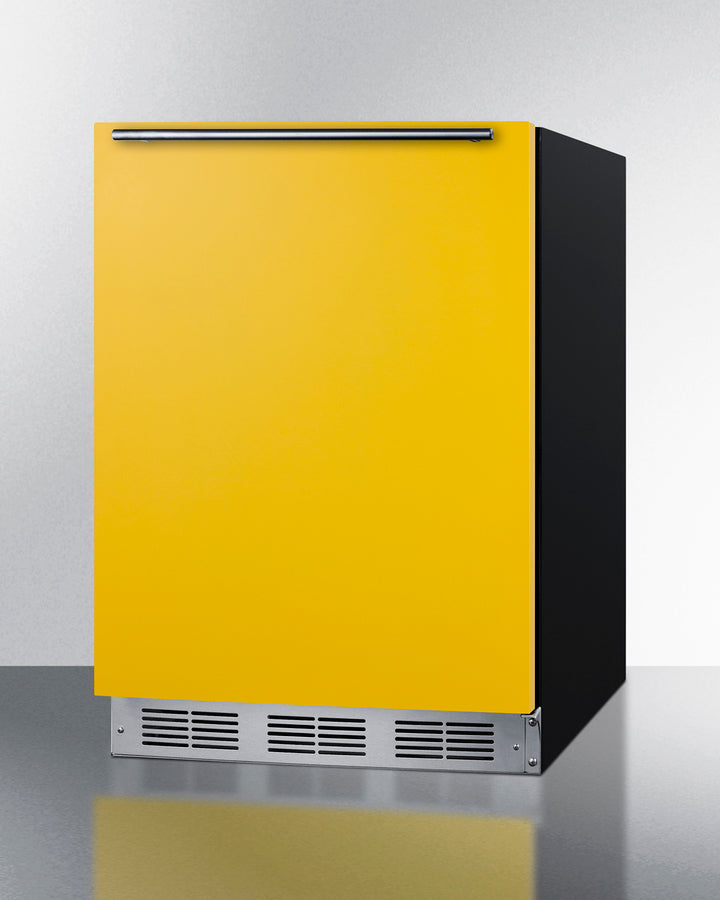 Summit BAR631BKYADA 24″ Wide ADA-Height All-Refrigerator – Saffron Gold Door, Black Cabinet
