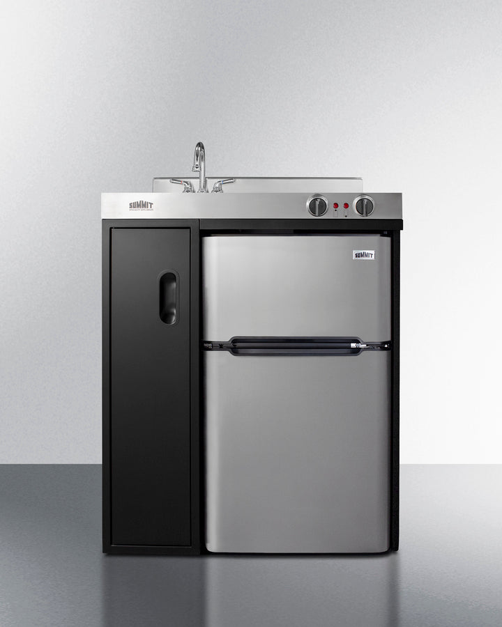 Summit C30ELBK 30″ Wide All-in-One Kitchenette – Black Cabinet with Stainless Steel Worktop