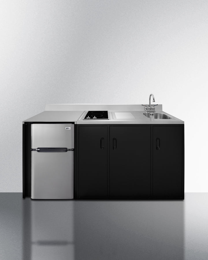Summit CK72ADASINKR 72″ All-In-One Kitchenette – ADA-Height, 2-Burner Cooktop, Sink & Faucet, 3.2 cu. ft. Refrigerator-Freezer