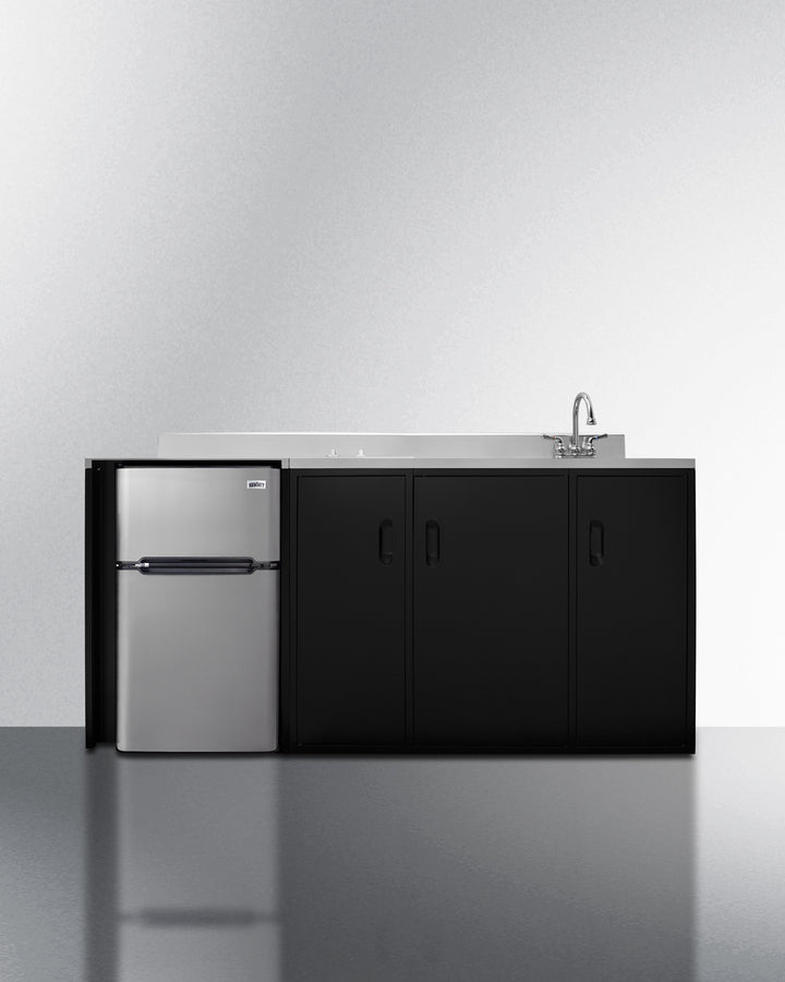 Summit CK72ADASINKR 72″ All-In-One Kitchenette – ADA-Height, 2-Burner Cooktop, Sink & Faucet, 3.2 cu. ft. Refrigerator-Freezer