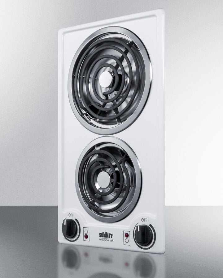 Summit CCE225WH 12″ Wide 2-Burner Electric Coil Cooktop – White Porcelain Surface
