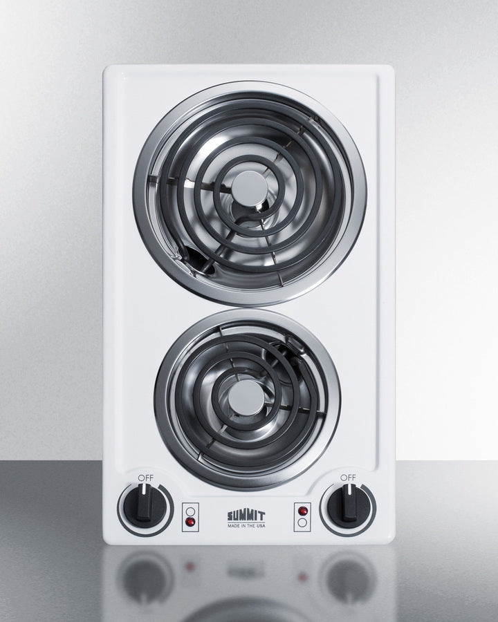 Summit CCE211WH 12″ Wide 2-Burner Electric Coil Cooktop – White Porcelain Surface, 115 V