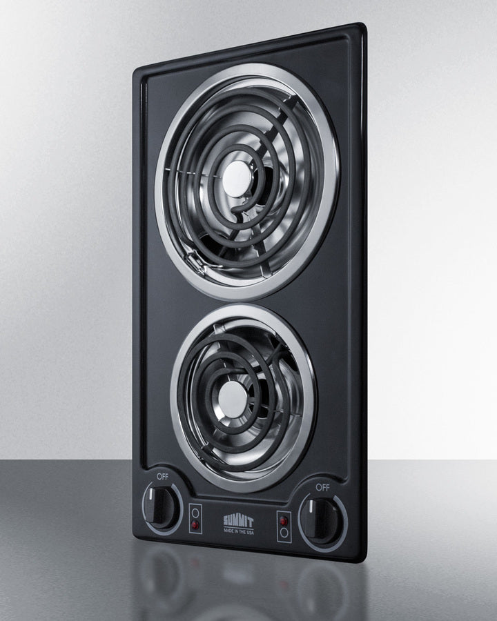 Summit CCE226BL 12″ Wide 2-Burner Coil Electric Cooktop – Black Porcelain Surface