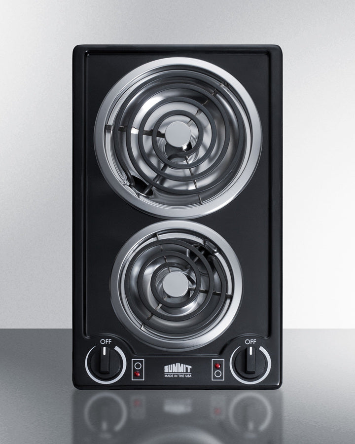 Summit CCE226BL 12″ Wide 2-Burner Coil Electric Cooktop – Black Porcelain Surface