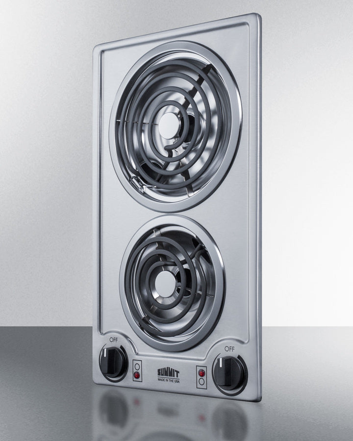 Summit CCE227SS 12″ Wide 230 V 2-Burner Coil Cooktop – Stainless Steel Surface