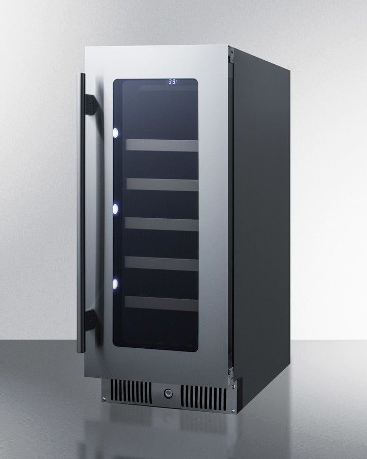 Summit CL155WC 14.88" Wide 3.2 Cu.Ft. 29 Bottle Wine Cellar – Built-In/Freestanding, Black