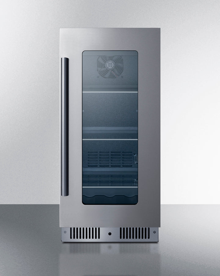 Summit CL156BV1CSS 15″ Wide Built-In Beverage Center – Stainless Steel/Glass Door Cabinet