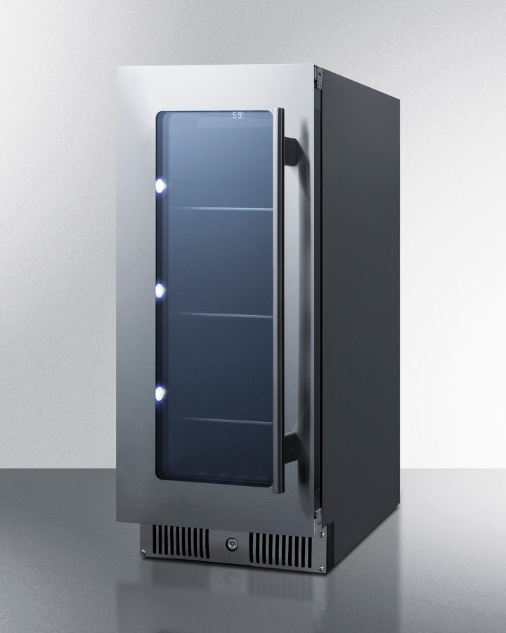Summit CL156BVLHD 15″ Wide Built-In Beverage Center – Left-Hand Swing, Tinted Glass Door, Black Cabinet