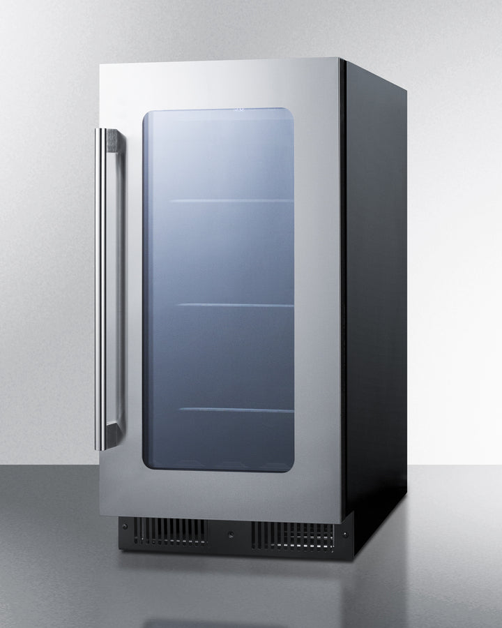 Summit CL181WBV 18″ Wide Built-In Beverage Center — Glass Door, Black Cabinet