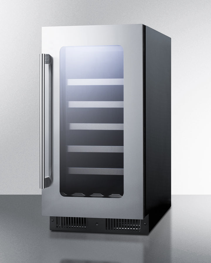 Summit CL18WC 17.5" Wide 2.9 Cu.Ft. 29 Bottle Wine Cellar – Built-In/Freestanding, Black