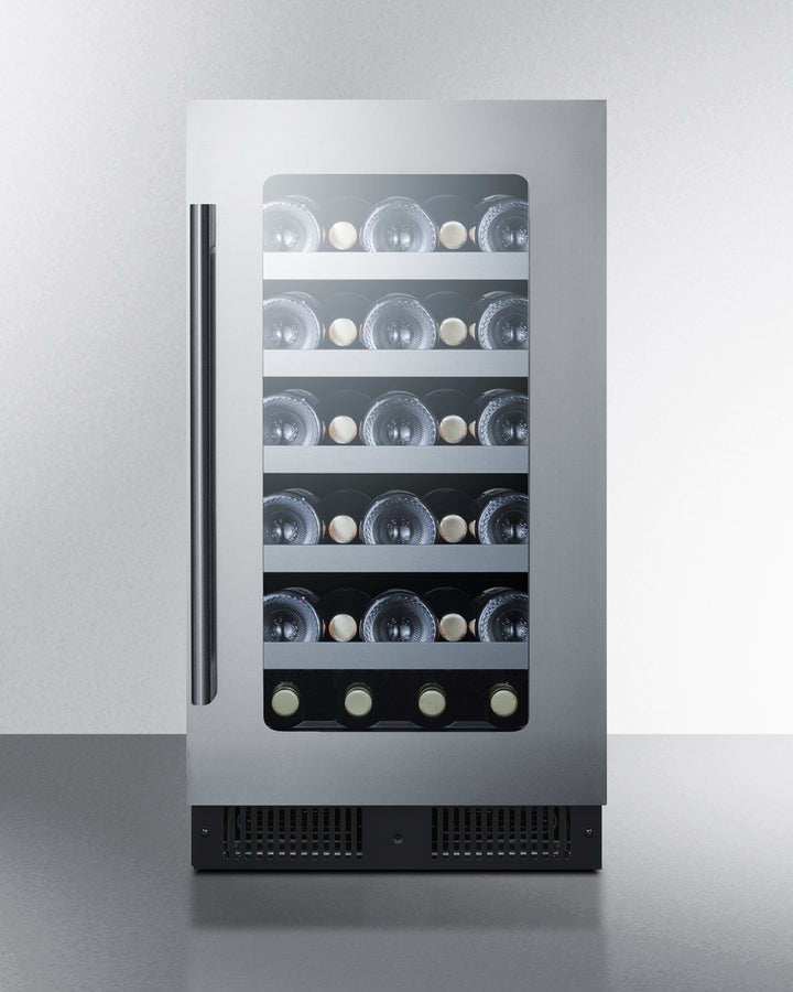Summit CL18WCCSS 17.63" Wide 2.9 Cu.Ft. 29 Bottle Wine Cellar – Stainless Steel, Built-In/Freestanding