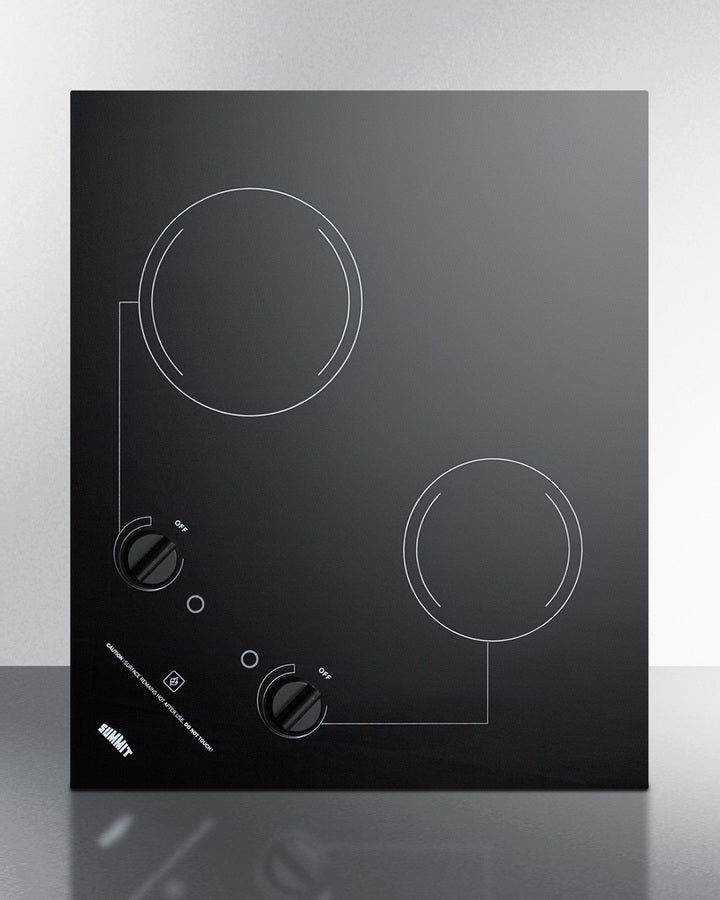 Summit CR2B223G 21.25″ Wide 2-Burner Radiant Electric Cooktop – Black EuroKera Glass, 230 V, Built-In Fit