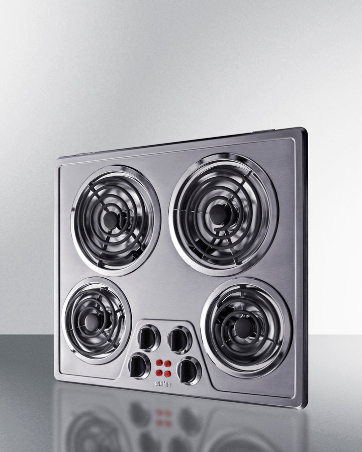 Summit CR4SS24 24″ Wide 240 V 4-Burner Coil Electric Cooktop – Stainless Steel Finish
