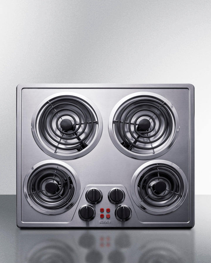 Summit CR4SS24 24″ Wide 240 V 4-Burner Coil Electric Cooktop – Stainless Steel Finish