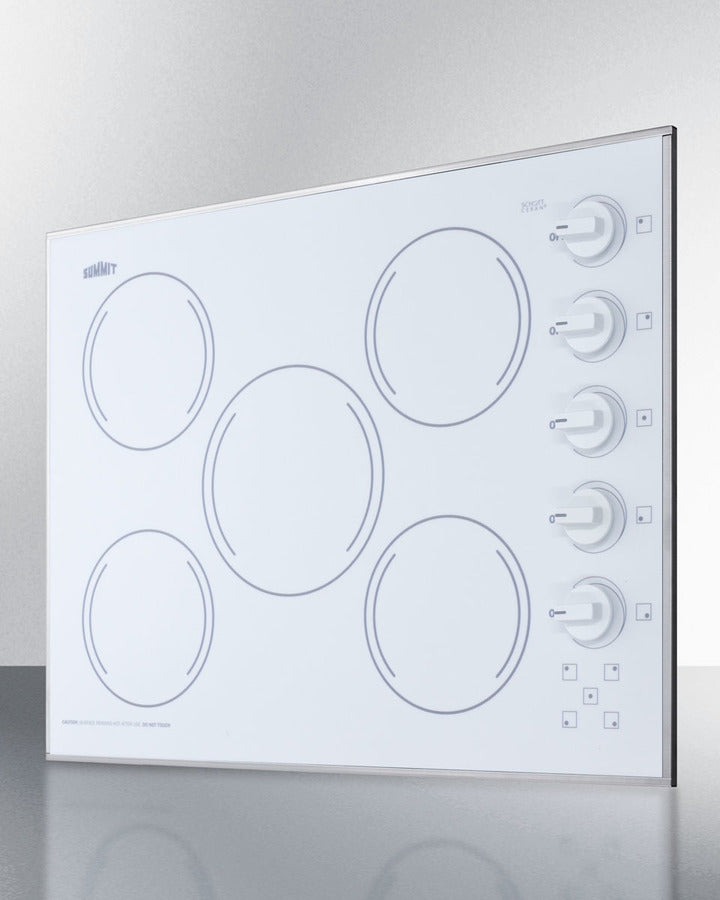 Summit CR5B274W 27″ Wide 5-Burner Radiant Cooktop – White Ceramic Glass, Stainless Trim