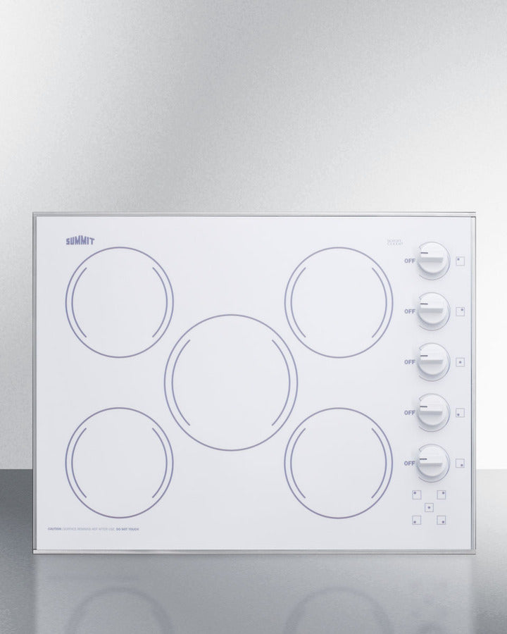 Summit CR5B274W 27″ Wide 5-Burner Radiant Cooktop – White Ceramic Glass, Stainless Trim