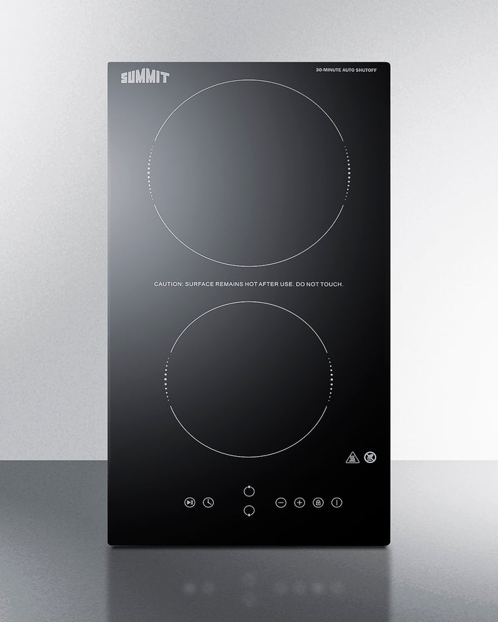 Summit CRH2BT30230 12″ Wide 230 V 2-Burner Radiant Cooktop – Jet Black Glass (Safety First Series)