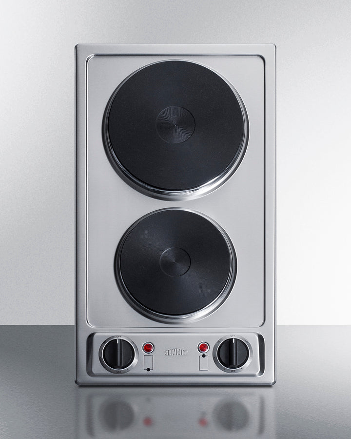 Summit CSD2B115 12″ Wide 115 V 2-Burner Solid Disk Cooktop – Stainless Steel Surface