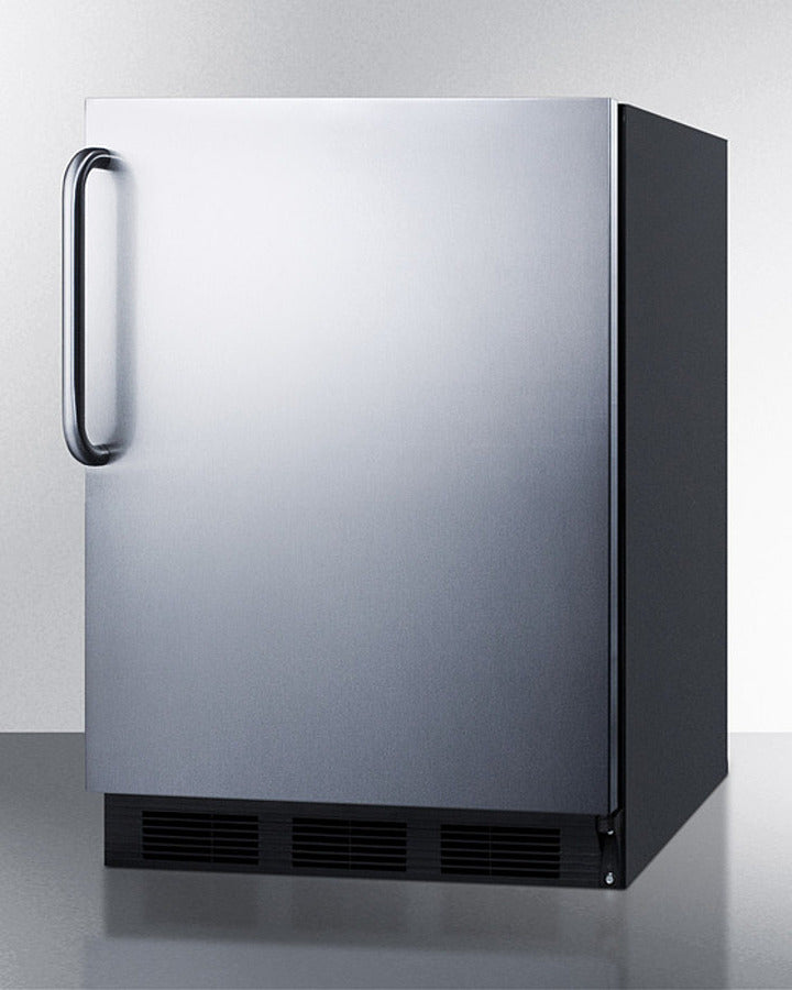 Summit CT663BKSSTB 24" Wide 5.1 cu.ft. Built-In Refrigerator-Freezer – Stainless Steel with Towel Bar Handle