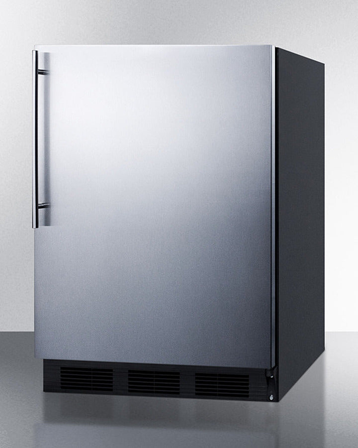 Summit FF63BKSSHV 24" Wide 5.5 Cu.Ft. All-Refrigerator – Automatic Defrost, Stainless Steel/Black