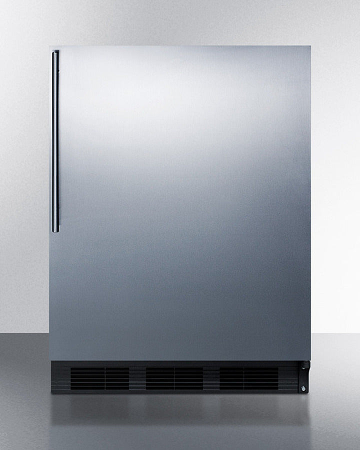 Summit FF63BKSSHV 24" Wide 5.5 Cu.Ft. All-Refrigerator – Automatic Defrost, Stainless Steel/Black